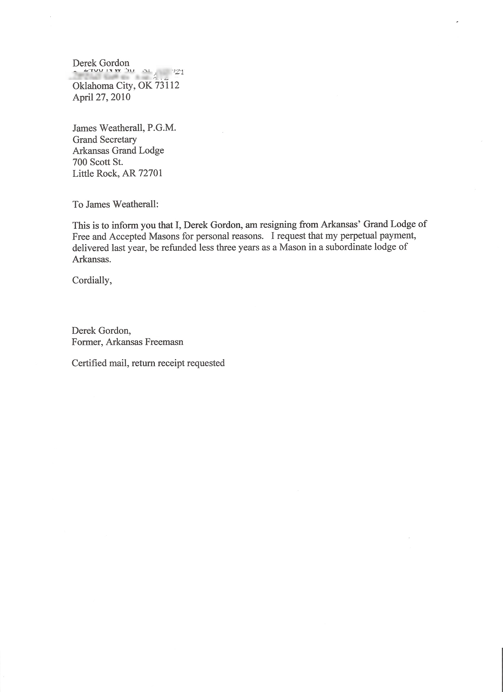 letter resignation