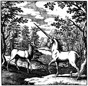 Stag and an unicorn.