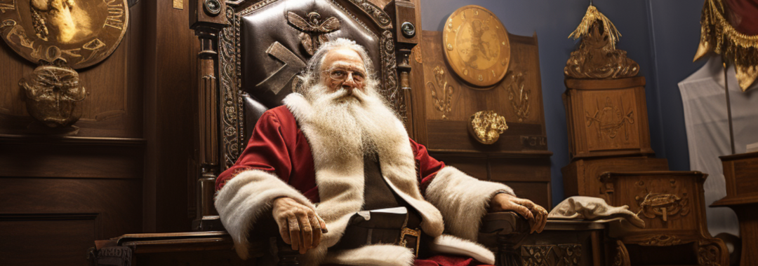 Santa Claus sitting in a masonic lodge.