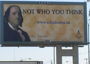 Masonic advertising on a billboard.