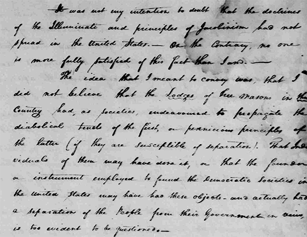 Washington's letter about the illuminati