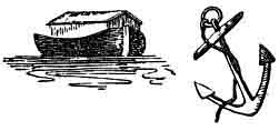 Illustrations of the masonic symbols of Noah’s ark and an anchor, symbols of a well spent life and calm during the storms.