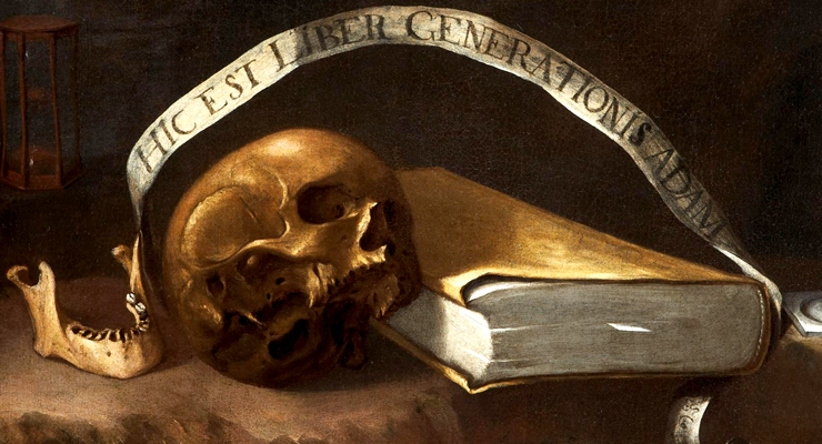 skull and book