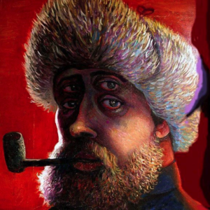Selfportrait With Pipe In Red