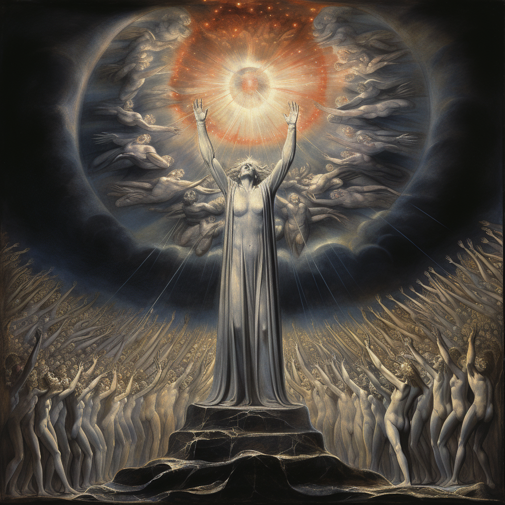 It holds that, with all its evils, life is a blessing. To deny that is to destroy the basis of all religion, natural and revealed.  In the style of William Blake.